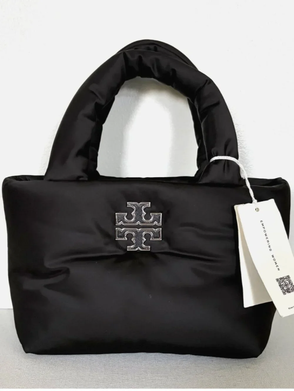 New Tory Burch Britten Nylon Puffy Mini Tote Black